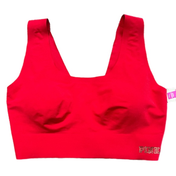 Victorias Secret Pink Lightly Lined ( Padded )  Bralette bra long lined Red M - Picture 3 of 3